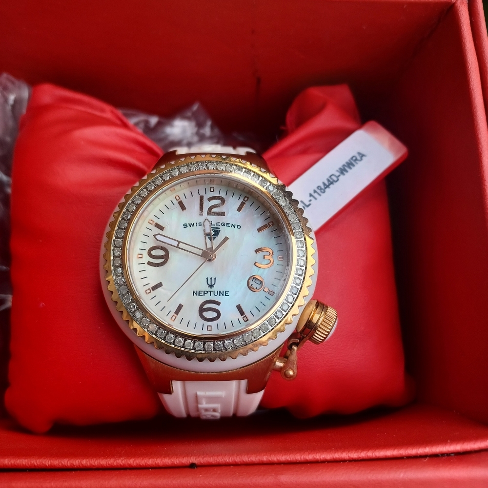 SWISS LEGEND DIAMOND NEPTUNE VINTAGE RARE ROSE GOLD WATCH NWT - Picture 10 of 16